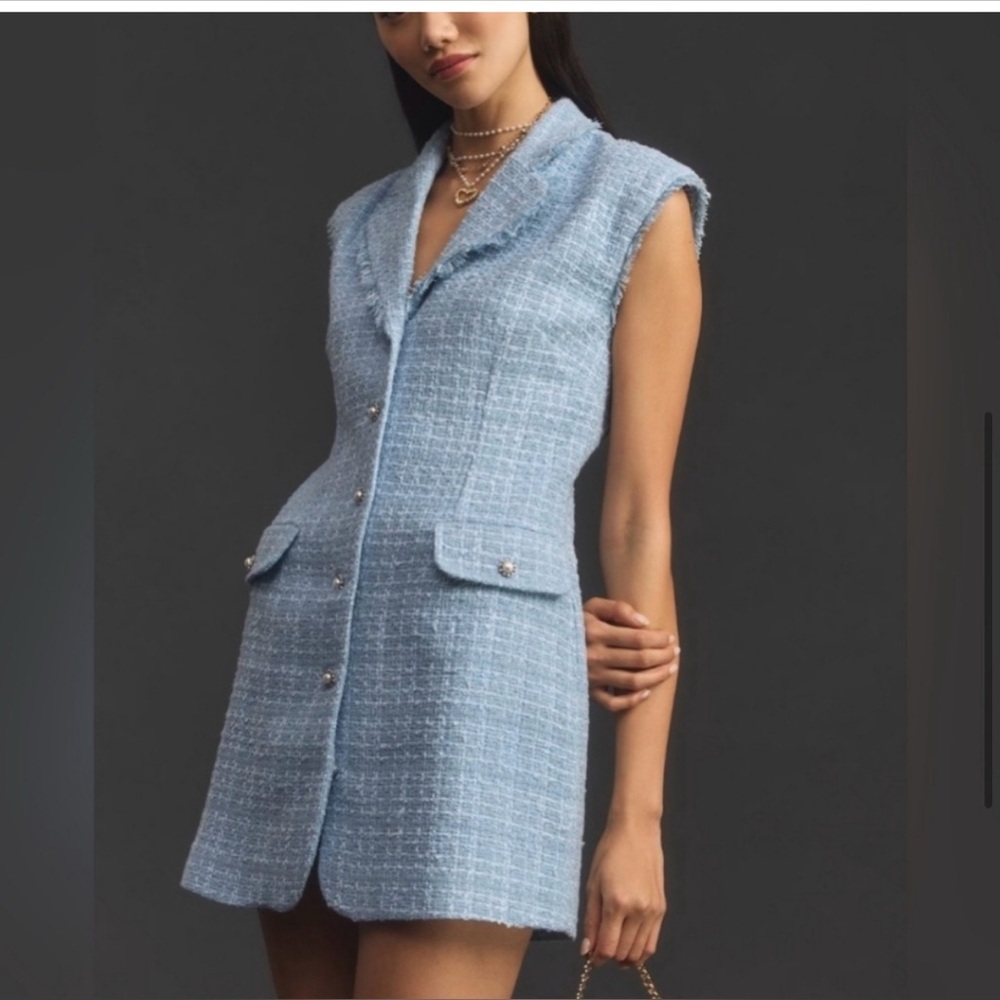 Anthropology size 6 Tweed Sleeveless Blazer Mini dresss size 10